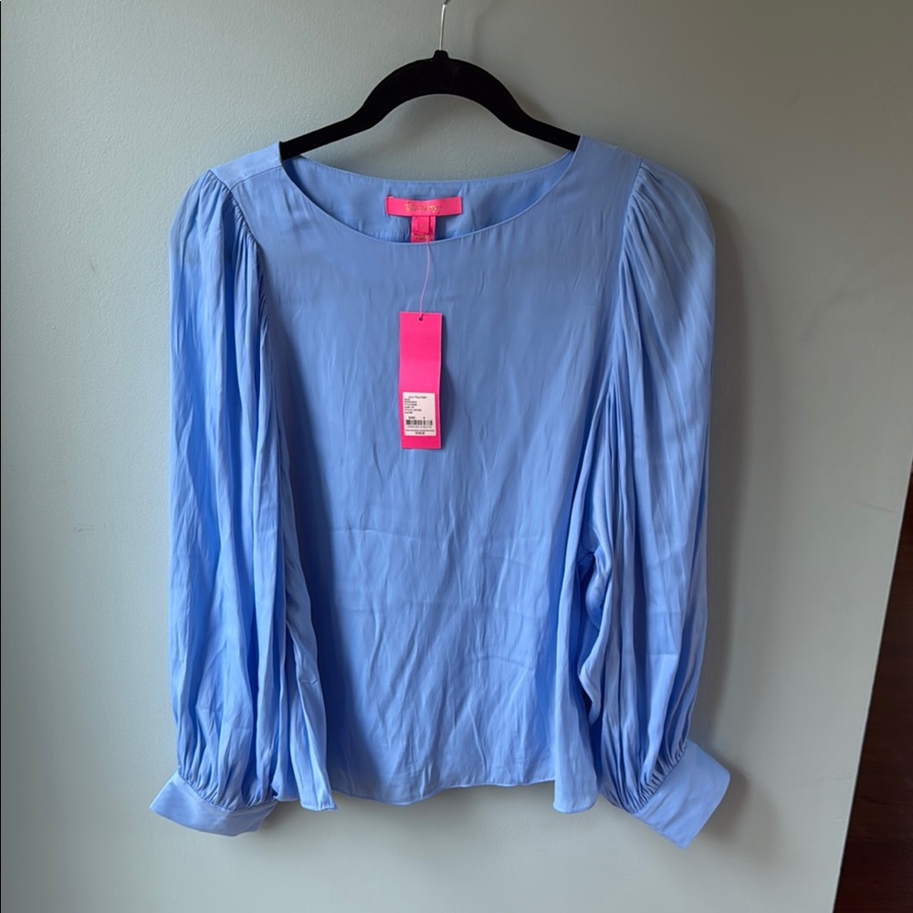 Lilly Pulitzer Blue Long Sleeve Boxy Blouse